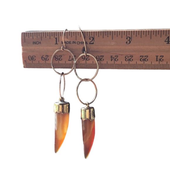 Beautiful Horn Shaped Carnelian Earrings - Picture 7 of 8